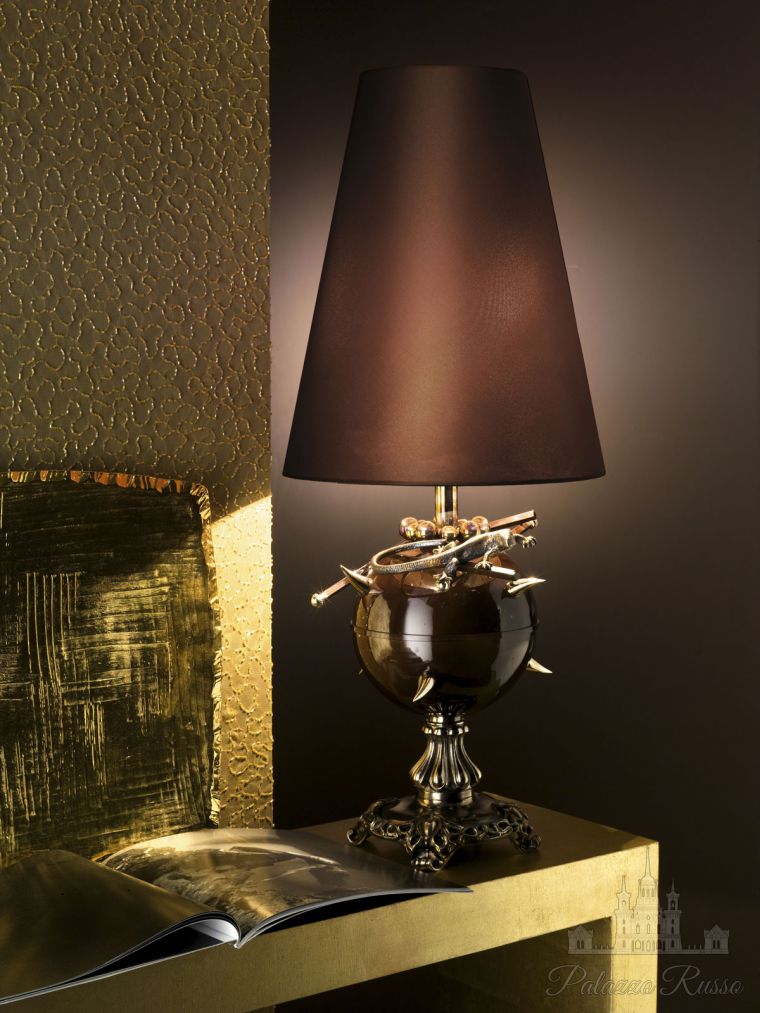 Настольные лампы, лампа с хромированным и бронзовым составом, средняя часть из латуни,, дизайн Simone Granchi 2008. Elfo, CL1894, Sigma L2