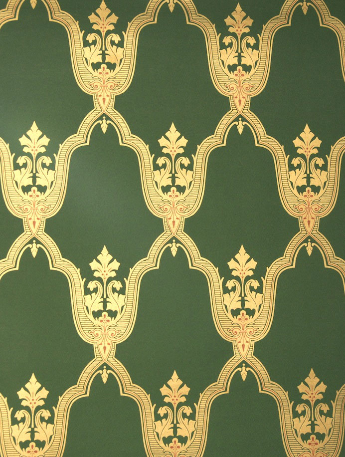Обои ручной работы, для стен, бумага, геометрический узор. цвет - Pimlico Green, MELIAS GILES/ W0028 - 12, Watts