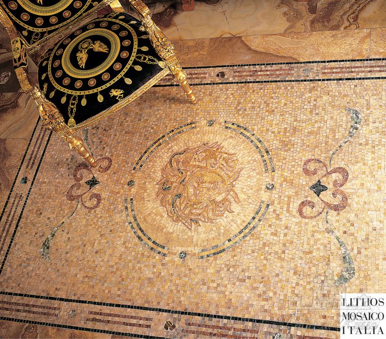 Мраморная мозаика, для полов и стен, художественное панно из мозаики ручной работы фабрики Lithos, Medusa, Mosaico Italia