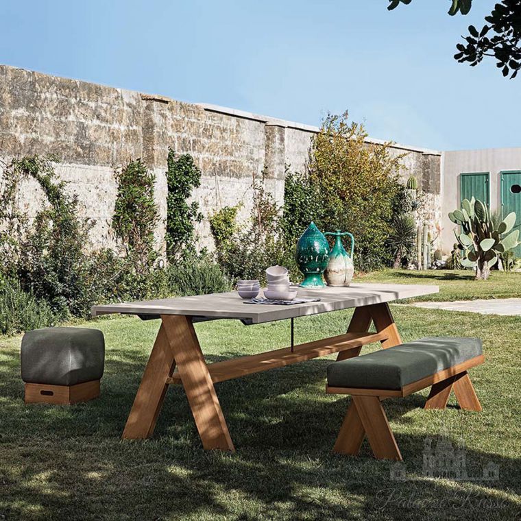 Уличная мебель, лавка, дерево/ ткань, JOI OPEN AIR BENCH, Meridiani