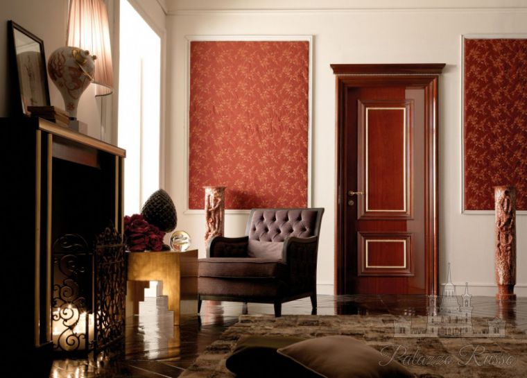Двери, дуб, полированное красное дерево с отделкой - Oro Patinato Bianco, AMANTEA 1314/ QQ 2, New Design Porte