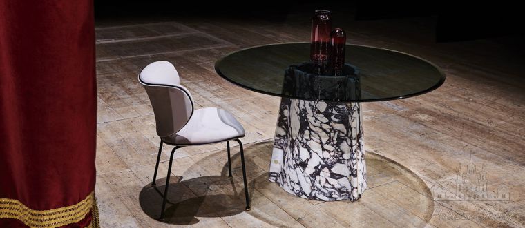 Натуральный камень Calacatta Viola, стекло, стол, Elitra, Lithos Design