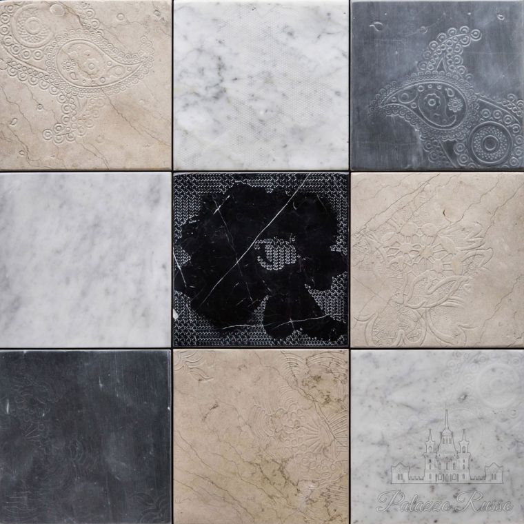 Натуральный камень, для полов и стен, мрамор Nero - Bianco Carrara - Bardiglio - Tahala Grey, новинки Maison & Objet 2018, TWENTY OLD, Lithos Mosaico