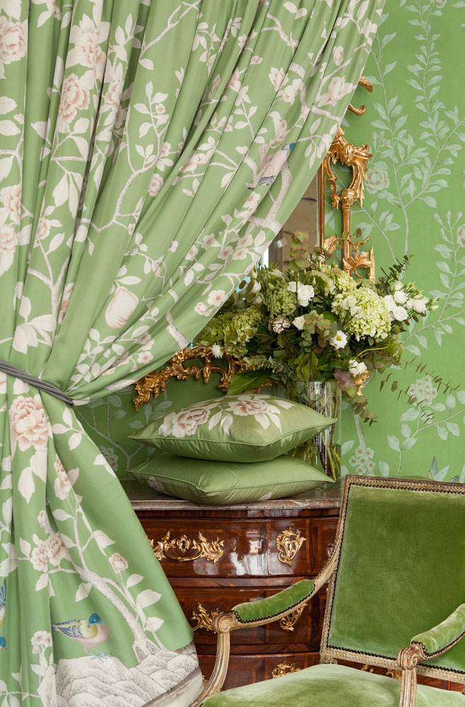 Ткани, шелковый твил, цвет Lawn Grass, ASKEW/ 2285, De Gournay